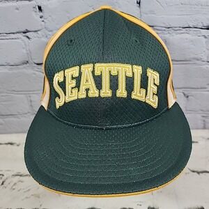 Adidas Seattle Supersonics Hat Fitted Size 7 1/4 Green Yellow Fanwear Ball Cap